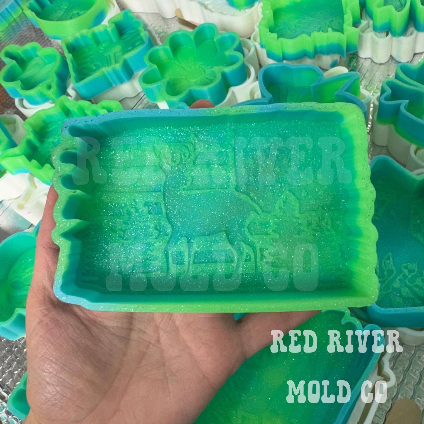 Deer In The Woods Flag Silicone Freshie Mold - Red River Mold Co