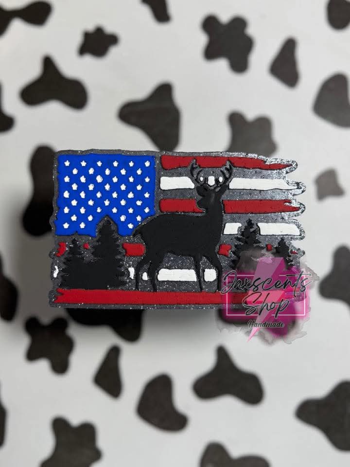 Deer In The Woods Flag Silicone Freshie Mold - Red River Mold Co