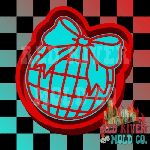 Disco Ball with a Bow Silicone Freshie Mold - Red River Mold Co