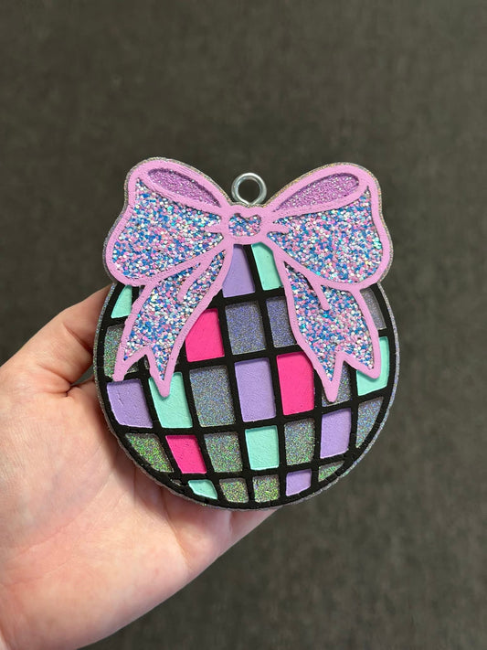Disco Ball with a Bow Silicone Freshie Mold - Red River Mold Co