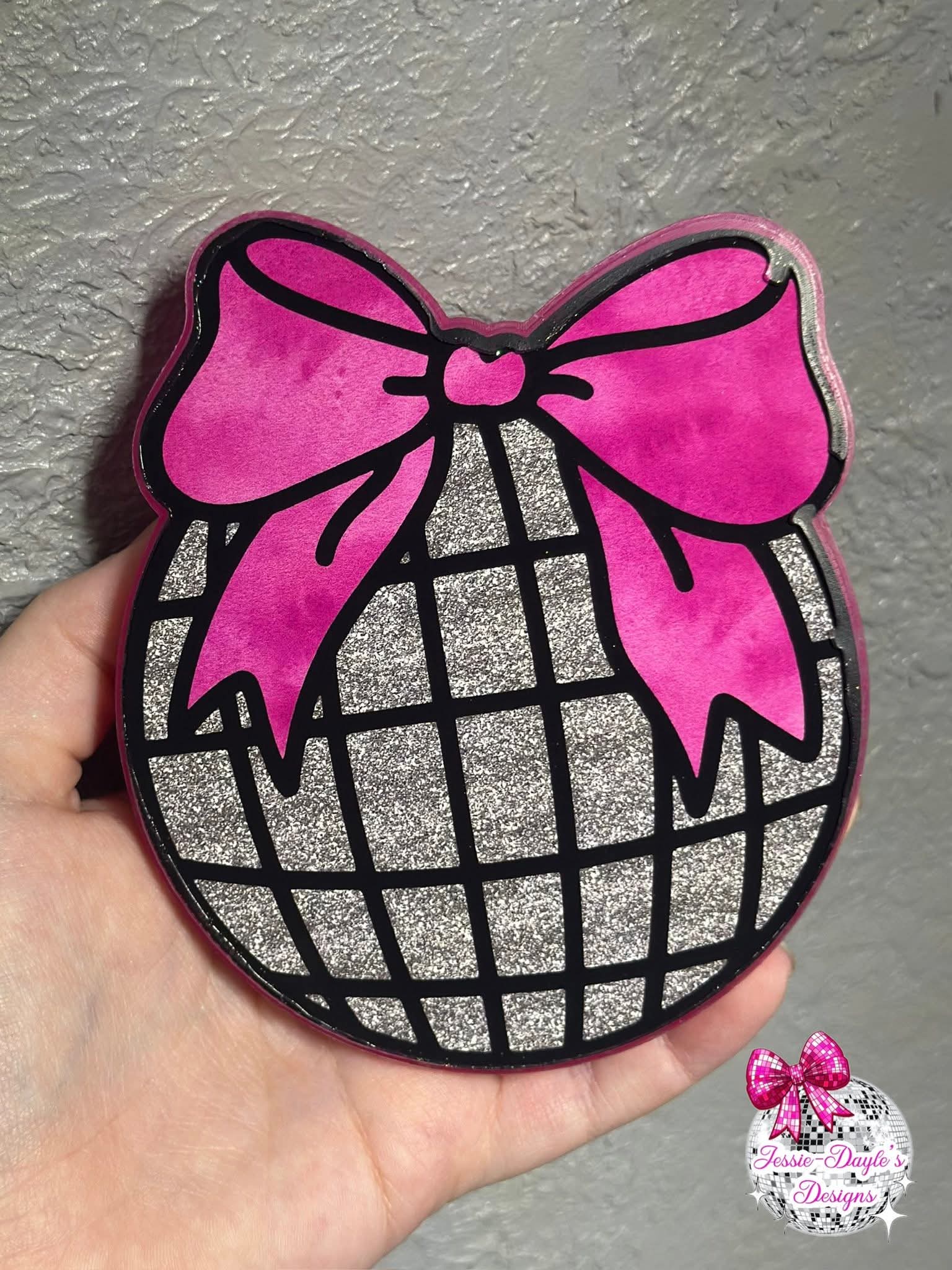 Disco Ball with a Bow Silicone Freshie Mold - Red River Mold Co