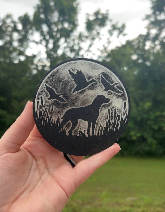 Duck Hunting Dog Round Silicone Freshie Mold - Red River Mold Co