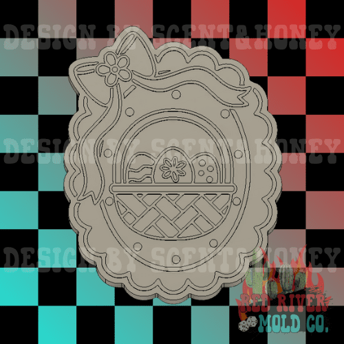 Easter Egg Basket Frame with a Bow Silicone Freshie Mold - Red River Mold Co