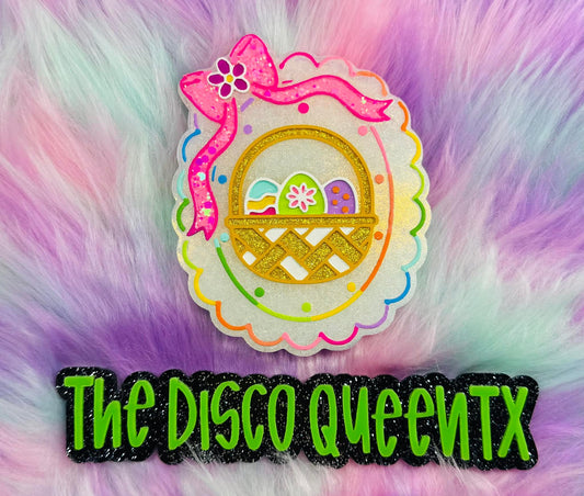 Easter Egg Basket Frame with a Bow Silicone Freshie Mold - Red River Mold Co