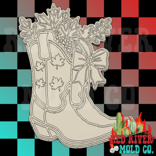 Fall Leaves Boots Silicone Freshie Mold - Red River Mold Co
