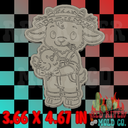 Farmer Goat Holding a Chicken Silicone Freshie Mold - Red River Mold Co