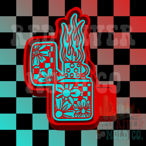 Floral Checkered Lighter Silicone Freshie Mold - Red River Mold Co