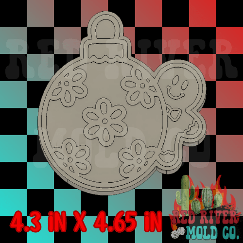 Floral ornament with a gingerbread man silicone freshie mold - Red River Mold Co
