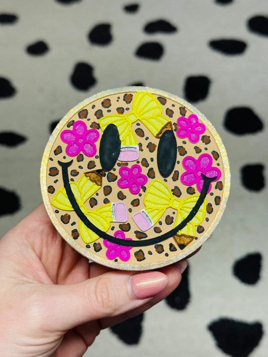 Floral Pencil Bow Smiley 4 in Round Mold Insert - Red River Mold Co
