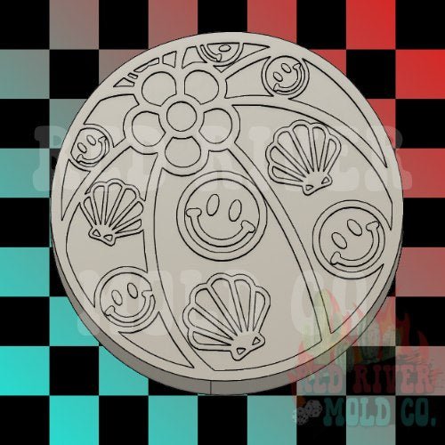 Floral Seashell Beach Ball Silicone Freshie Mold - Red River Mold Co