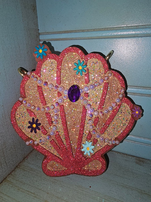 Floral Seashell with a pearl necklace Silicone Freshie Mold - Red River Mold Co