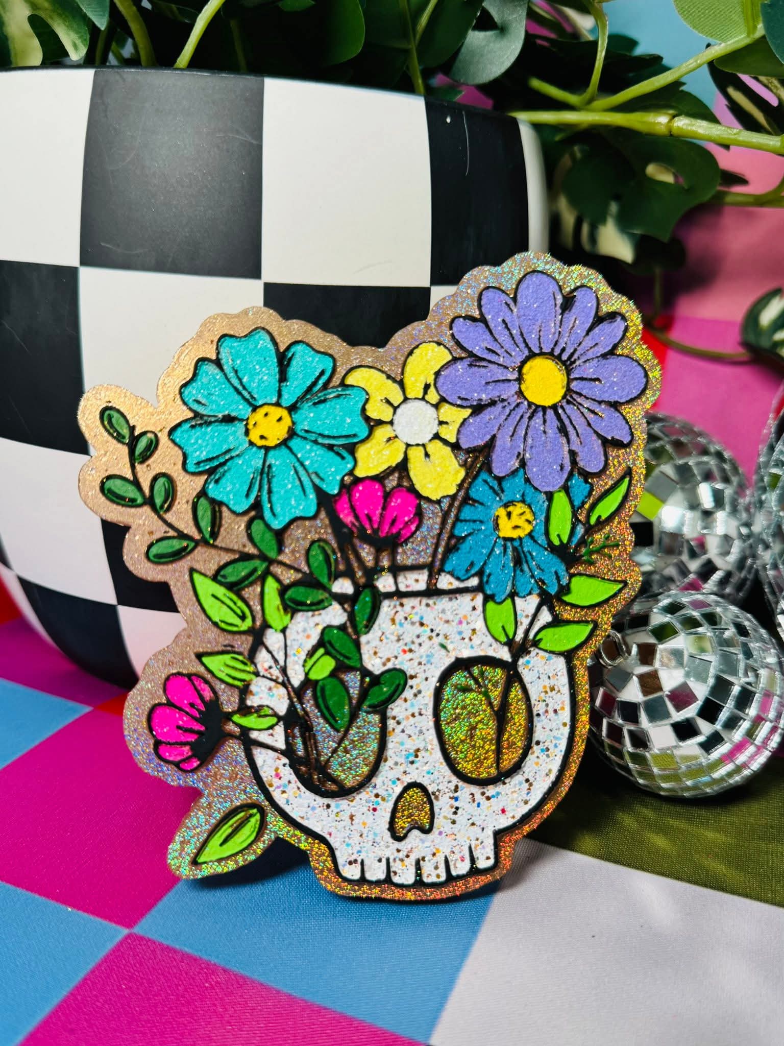 Floral Skull Pot Silicone Freshie Mold - Red River Mold Co