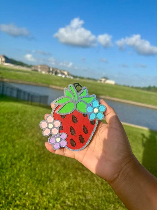 Floral Strawberry Silicone Freshie Mold (COPYRIGHT PROTECTED) - Red River Mold Co