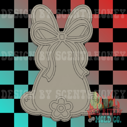 Flower Tail Bunny With a Bow Silicone Freshie Mold - Red River Mold Co