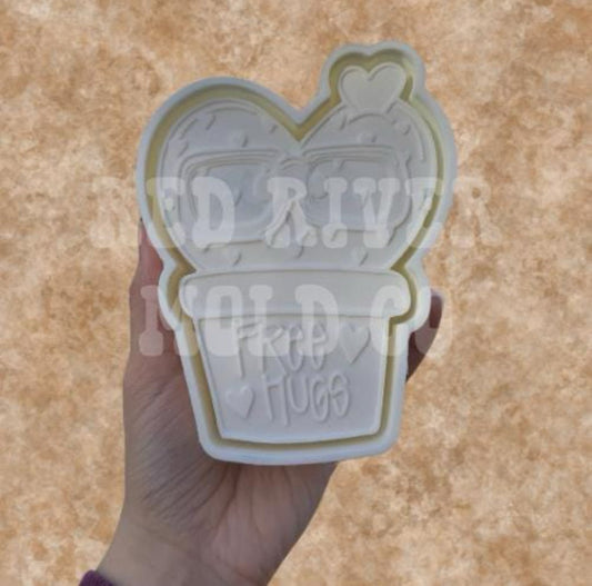 Free Hugs Valentine Cactus Silicone Freshie Mold - Red River Mold Co