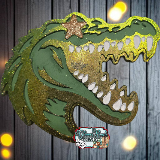 Gator Mascot With Star Eyes Silicone Freshie Mold - Red River Mold Co