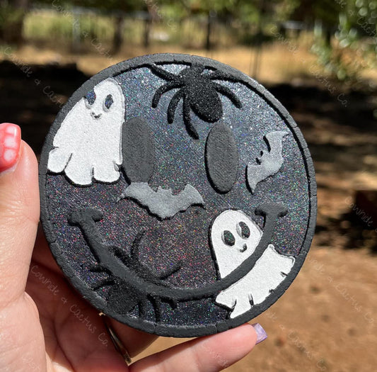 Ghost, Spider, Bat Smiley 4 in Round Mold Insert - Red River Mold Co