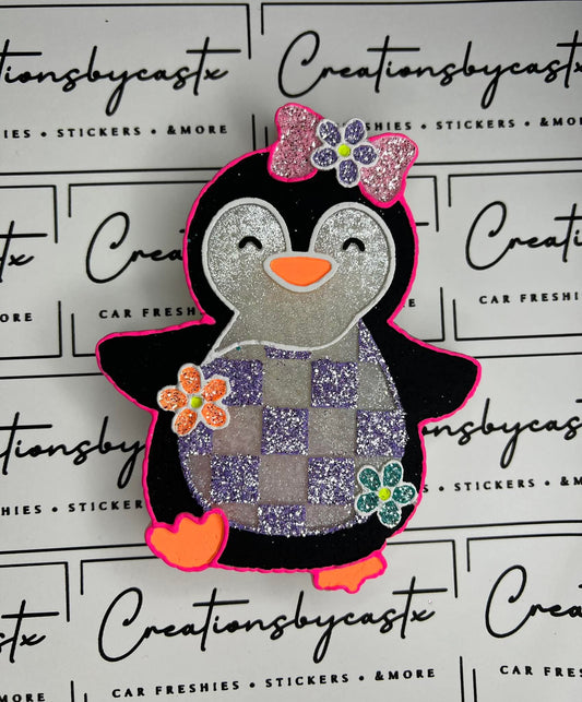 Groovy Checkered Penguin Silicone Freshie Mold - Red River Mold Co