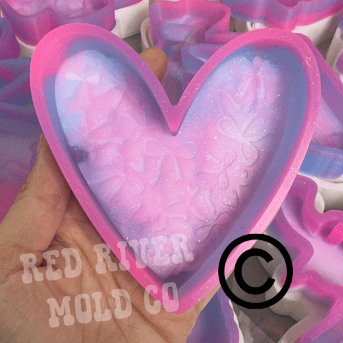 Heart with bows Silicone Freshie Mold RRMC Exclusive - Red River Mold Co