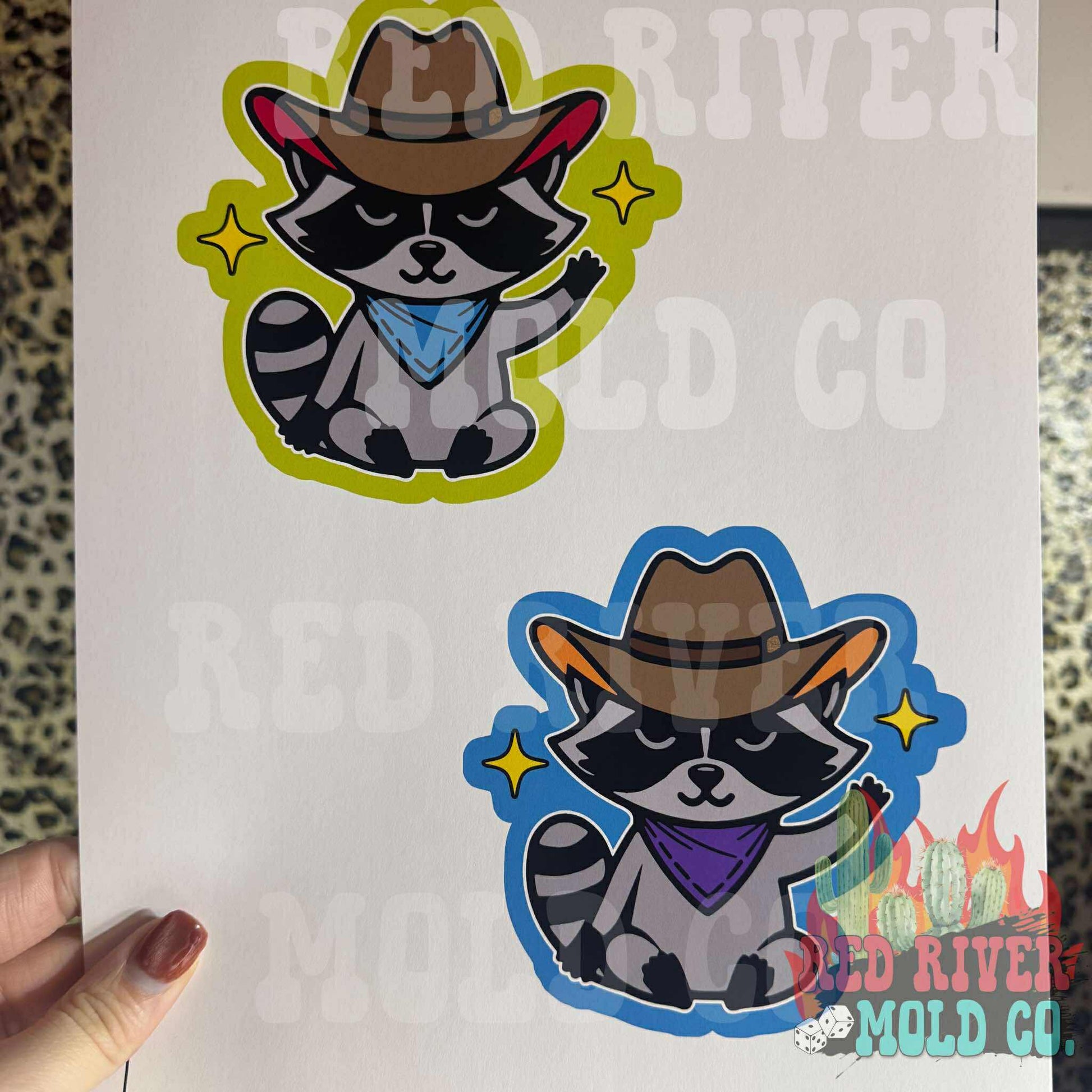 Hey Lo Freshie Co Cowboy Raccoon cardstock grab bag - Red River Mold Co