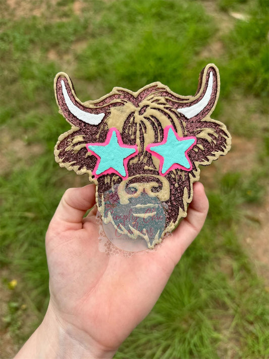Highland Cow with Star Eyes Silicone Freshie Mold - Red River Mold Co