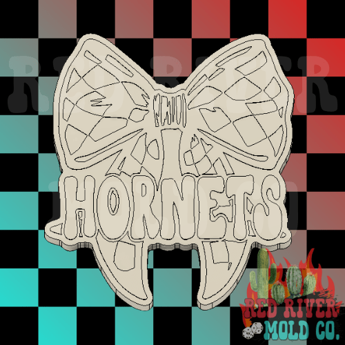 Hornets With A Checkered Bow Silicone Freshie Mold - Red River Mold Co