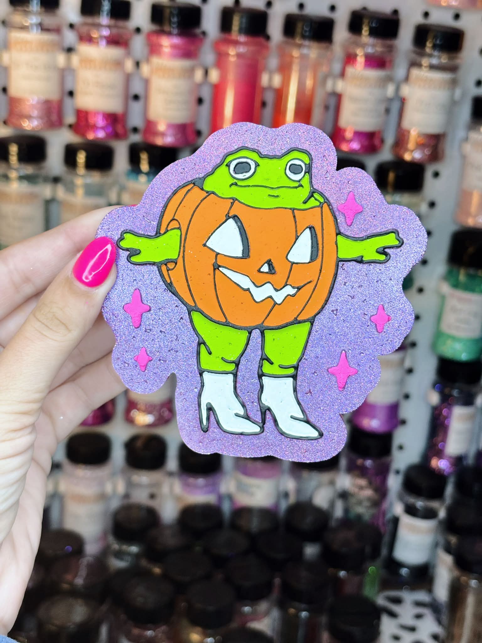 Jack - O - Lantern Boujee Toad Silicone Freshie Mold - Red River Mold Co