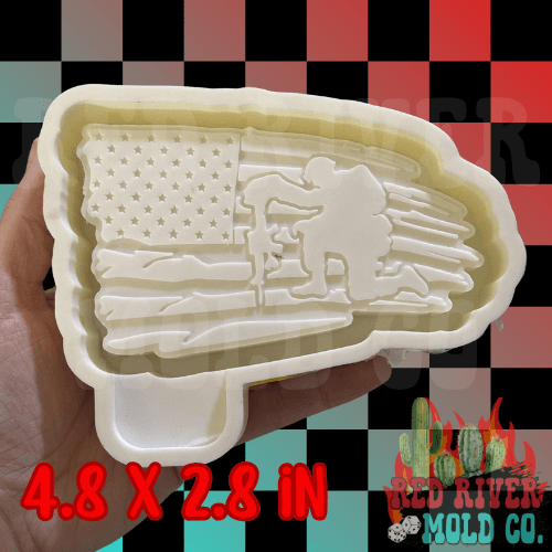 Kneeling Soldier Flag Silicone Freshie Mold - Red River Mold Co