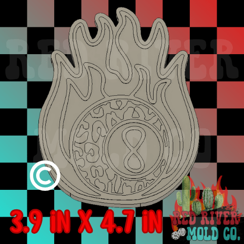 Leopard/Cheetah print 8 Ball on Fire Silicone Freshie Mold RRMC Exclusive - Red River Mold Co