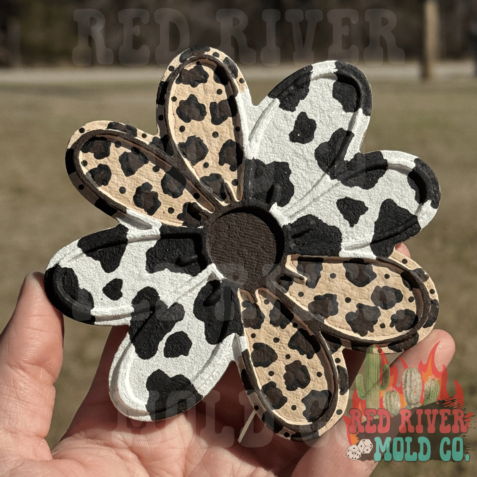 Leopard/Cowprint Daisy Car Freshie - Red River Mold Co