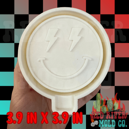 Lightning Bolt Eye Smiley Silicone Freshie Mold - Red River Mold Co