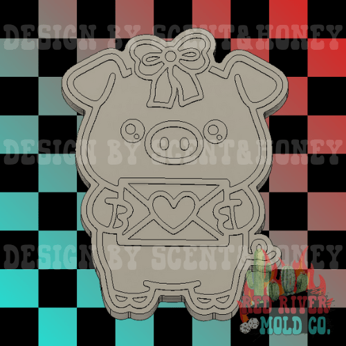 Love Letter Pig Silicone Freshie Mold - Red River Mold Co