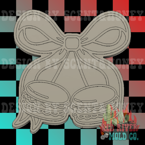 Macaron cherries with a bow Silicone Freshie Mold - Red River Mold Co