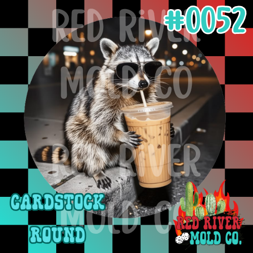 Raccoon coffee cardstock round (52)