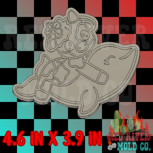 Cute Cow on a dolphin silicone freshie mold