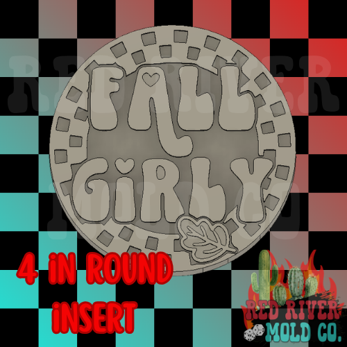Fall Girly Checkered Frame 4 in Round Mold Insert