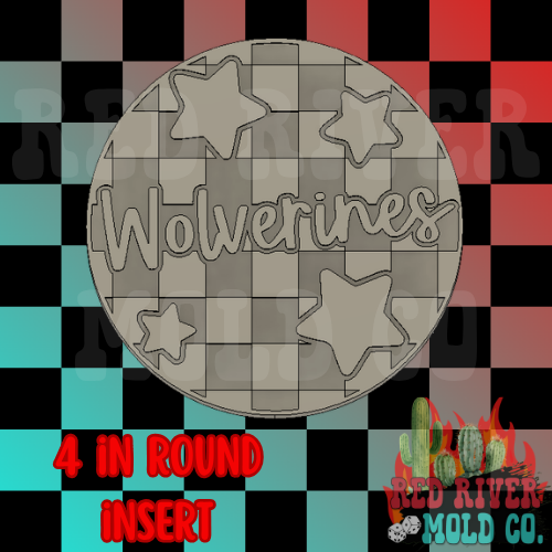 Checkered Wolverines With Stars 4 in Round Mold Insert
