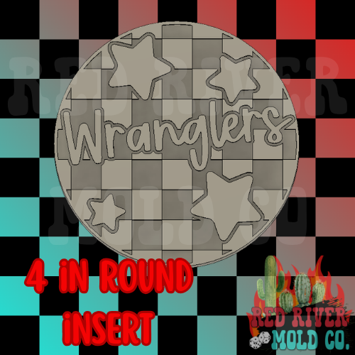 Checkered Wranglers With Stars 4 in Round Mold Insert