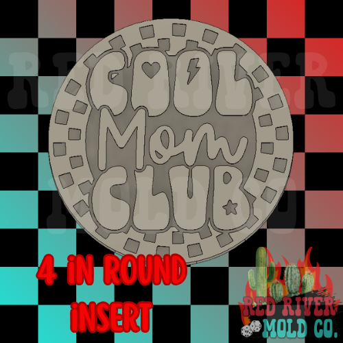 Checkered cool mom club 4 in Round Mold Insert