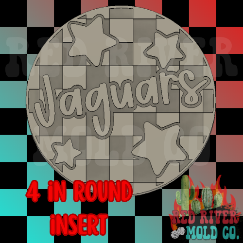 Checkered Jaguars With Stars 4 in Round Mold Insert