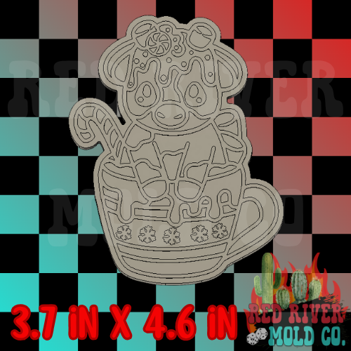Hot cocoa cow in a mug Silicone Freshie Mold