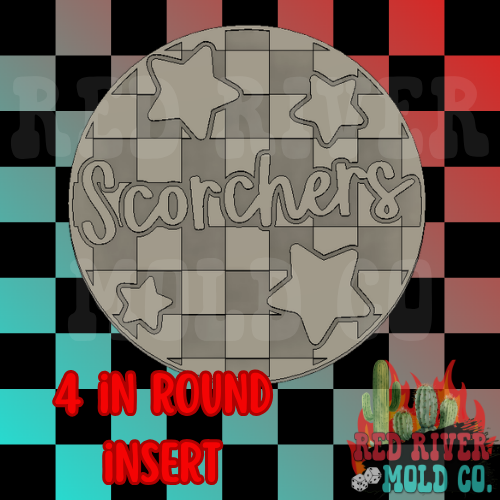 Checkered Scorchers With Stars 4 in Round Mold Insert