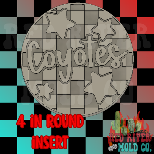 Checkered Coyotes With Stars 4 in Round Mold Insert