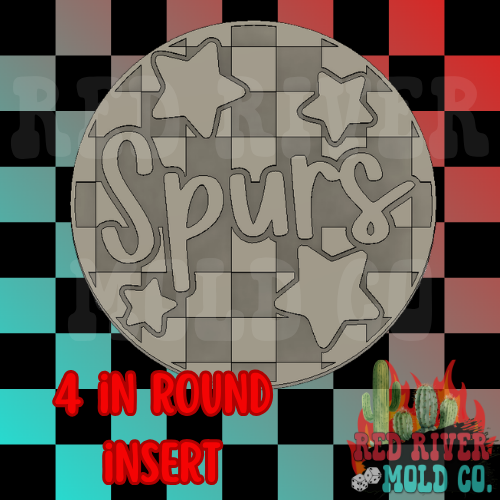 Checkered Spurs With Stars 4 in Round Mold Insert