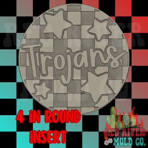 Checkered trojans With Stars 4 in Round Mold Insert