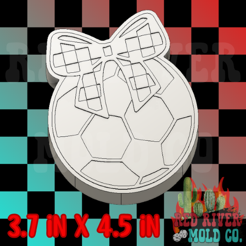 Soccer Ball with a checkered bow Silicone Freshie Mold