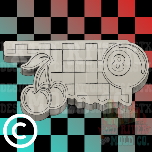 Checkered Oklahoma with a cherry and 8 Ball Silicone Freshie Mold