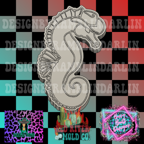 Seahorse with a cowboy hat Silicone Freshie Mold (RRMC & Ramblin Darlin & Bossy Boots collab)