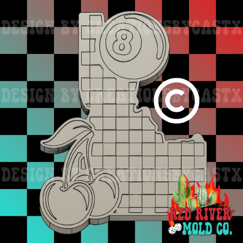 Checkered Idaho with an 8 ball and cherry Silicone Freshie Mold