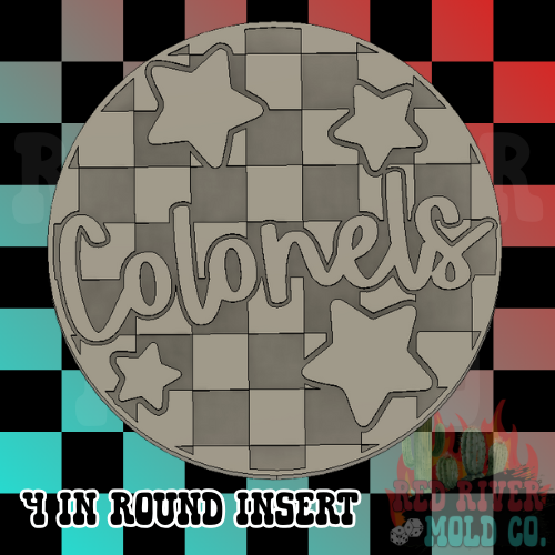Checkered Colonels With Stars 4 in Round Mold Insert